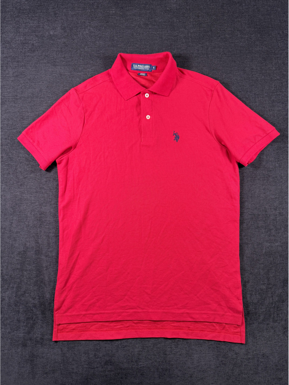 U.S. Polo Assn. Men's Performance Pique Polo Shirt Red Size S